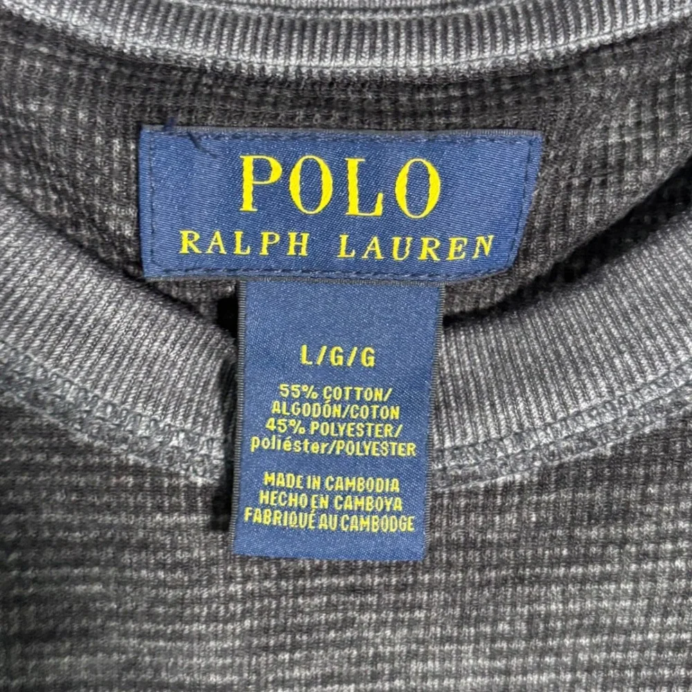 Polo Ralph Lauren Mens Large Charcoal Gray Waffle Knit Short Sleeve T-Shirt - Picture 3 of 11